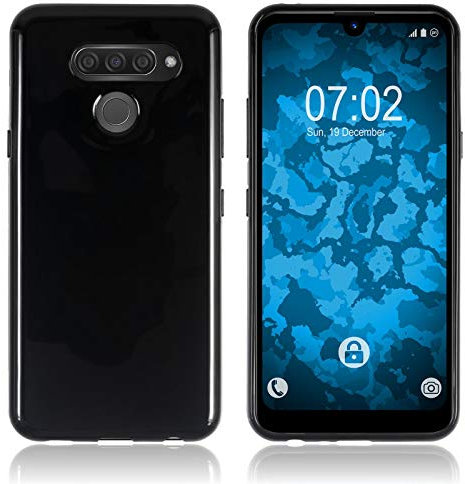 PhoneNatic Case kompatibel mit LG Q60 - schwarz Silikon Hülle + 2 Schutzfolien