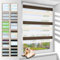 Zarnan Doppelrollo Klemmfix ohne Bohren Weiß-beige-braun 65x120cm(Stoffbreite 61cm) Duo Rollo Blickdicht Zebrarollo Rollos für Fenster ohne Bohren für Wohnzimmer Küche Büro lichtdurchlässig