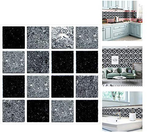 ConBlomi 30 Pezzi Adesivi per Piastrelle, Impermeabile Vinile Autoadesivo Decorazione, Adesivi Pavimento in 2D Sottile per Bagno Cucina Parete Fai da Te 10x10cm (MSC066)
