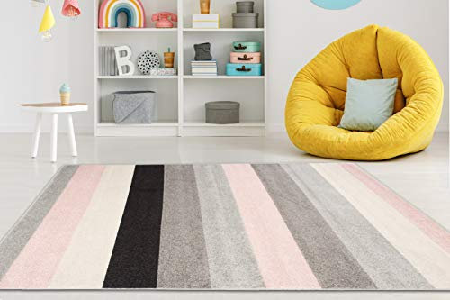 Carpeto Rugs Teppich Kinderzimmer Junge Mädchen - Kinderteppich für Spielzimmer Jugendzimmer - Viele Farben und Größen Pastellfarben Grau Rosa 300 x 400 cm