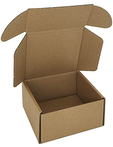 CH-BOX kartons aus Wellpappe, kleine kartons, Innenmaße 10,2 x 10,2 x 5,1 cm, Kraftpapier (50 Stück)