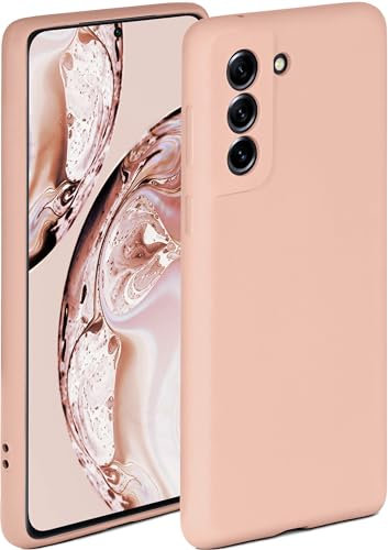 ONEFLOW Coque de protection souple en silicone pour Samsung Galaxy S21 FE 5G - Avec protection de l'appareil photo - Protection accrue pour l'écran - Rose