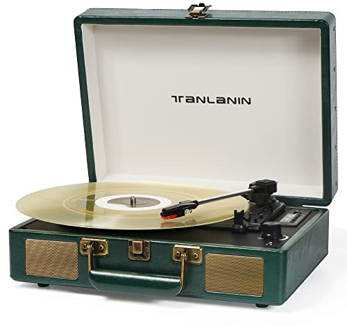 Victrola - Tocadiscos Vinilo Portátil con Bluetooth de 3 velocidades, Altavoces Incorporados, Sonido de Audio Mejorado, Incluye Lápiz Capacitivo Adicional, Color Verde