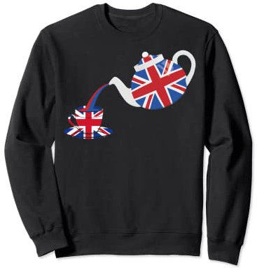 Union Jack Flag Of The United Kingdom With Teapot & Teacup Sweatshirt