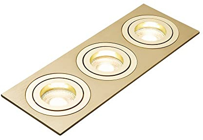 LITECRAFT Evra Recessed Downlight Rectangular Tiltable Spotlight - (3 Light, Brass)