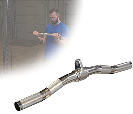 DYK&NX EZ Bent Bar Metal Handle Cable Attachment, Bodybuilding Revolving Curl Bar for Home Gym Workout Equipment Supplies