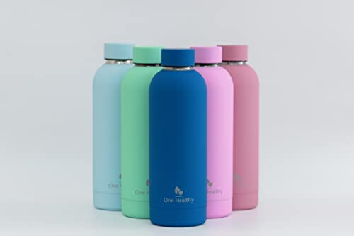 One Healthy Borraccia Termica in Acciaio Inox 500ml, BPA FREE, Bottiglia Senza Perdite per Sport, Viaggi, Palestra, Yoga e Tempo Libero (Light Blue)