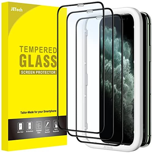 JETech Full Screen Schutzfolie für iPhone 11 Pro/iPhone X/iPhone XS 5,8 Zoll, Schwarzer Rand Panzer Schutz Glas Folie Displayschutz mit Einfaches Installationswerkzeug, HD Klar, 3 Stück