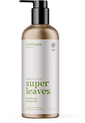 ATTITUDE Gel Douche aux Huiles Essentielles, EWG Verified, Vegan, Bouteille Rechargeable, Soin Naturel à Base de Plantes et Minéraux, Testé Dermatologiquement, Bergamote & Ylang-Ylang, 473 mL