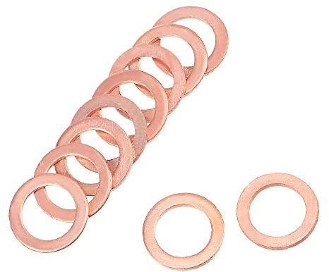 A ABSOPRO Cuivre Rondelle 8mm x 12mm x 1mm Plat Joint étanchéité Joint Anneau (Ensemble de 30)