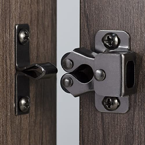 Keenkee 4 PCS Cabinet Latch Double Roller Catch Hardware for Cupboard Closet Kitchen Cabinet Door Latches and Catches, Black Nickel | Hardware for Cupboard Closet Kitchen, Cabinet Door Latches and Catches