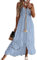 CUPSHE Damen Sommerkleid V Ausschnitt Floral Spitze Quasten Spaghetti Trägerkleid Freizeitkleider Hi-Low Party Boho Beach Maxi Dress Blau L