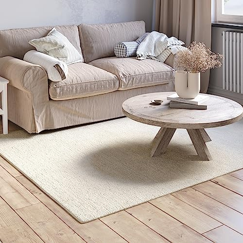 MY-RUG Wollteppich 160 x 230 cm aus Reiner Schurwolle - Naturteppich Beige | Handgewebter Wohnzimmerteppich in Devi Beige, Oeko-Tex zertifiziert, extra schwere Qualität, robust & pflegeleicht