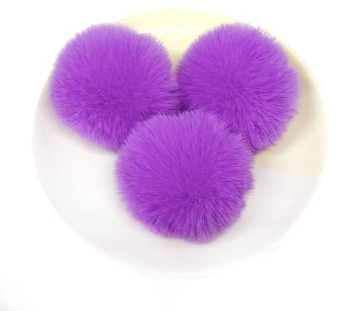 30 Stück 5cm Pompons Kunstfell Bommel Farbiger Fellknäuel mit Elastischer Schlaufe für DIY Basteln Weihnachtsdekoration Tischdekoration Geburtstagsdeko Kleideraccessoires,Lila