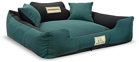 KingDog Rutschfestes Hundebett mit Reißverschluss aus Panama Stretch MM43 Tierbett Haustierbett Zerlegbar Und Waschbar 100% Polyester Gewicht: 160 g/m2 (Außenmaße: 75x65cm/Innenmaße: 60x50cm, Grün)