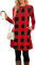 NARRAME Pulloverkleid für Damen, Frühling, Herbst, Lange Ärmel, Kausale Knöpfe, seitliche Damenkleider mit Taschen, groß, rot, schwarz, kariert