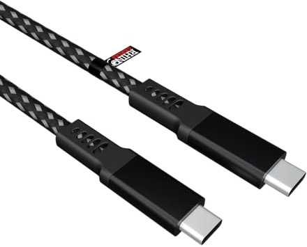 rhinocables - USB C Male to Male Cable | 100W Fast Charging | 10Gbps Data Transfer | Universal Compatibility | Durable Braided Design | Ideal for Tech Setup, Black, 1m