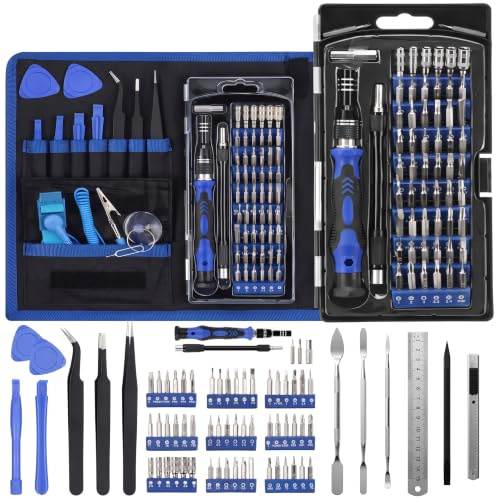 Retoo 75-teilig Präzisions schraubendreher Set, ABS, Stahl, Schleifstein | Magnetische Spitzen, Öffnungswerkzeuge, ESD-Pinzetten, Saugnapf, Erdungsarmband, flexible Verlängerung, Etui