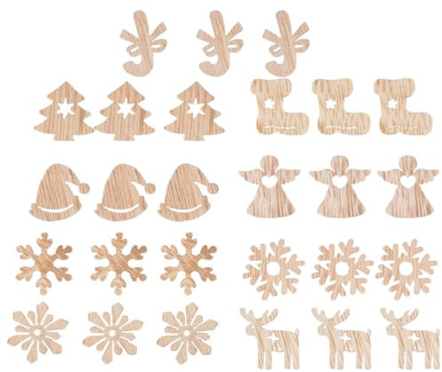 100 Stück Weihnachtsbaum Anhänger Holz, Kleine Anhänger Holz Deko für Weihnachten, Weihnachten Holzanhänger, Mini Holzdeko Weihnachtsbaumanhänger, Für Weihnachten Geschenke DIY Basteln Geschenkbox