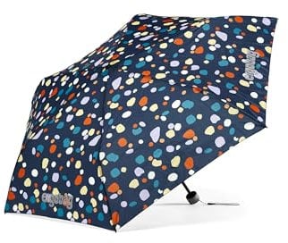 ergobag Regenschirm Kinderschirm für die Schultasche, ultraleicht und klein mit Tasche, Ø90 cm Bärnsteinhöhle - Dunkelblau