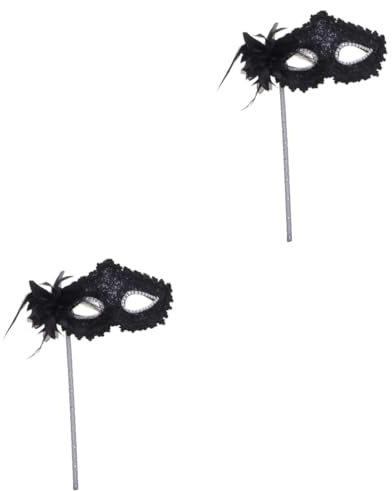 Amosfun 2St Weihnachtsmasken schwarze Augenmaske Metallmaske Party-Cosplay-Maske Hochzeitsmasken Maskerade-Maske Partymaske Handmaske Prinzessin Stock Stützstange bilden Liebhaber Kleidung