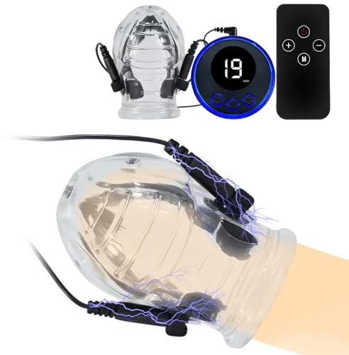Jpscor Elektro Shock Spiel Weiches Eichel Stimulator Penis Sleeve Set, Reizstromgeräte Bondage Eichel Penis Trainer mit Host und Fernbedienung E-stim SM Extrem Sexspielzeug für Männer Paare
