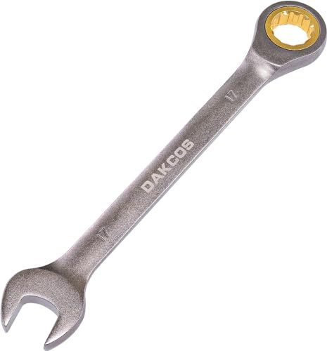 DAKCOS Llave Fija con Carraca Llave Combinada de trinquete de 17mm, Cr-V 72 deintes