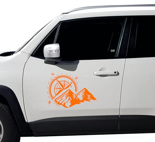 DualColorStampe Autocollants roses des vents compatibles avec Jeep Renegade Wrangler Pack de stickers Boussole Mondo Trail Off Road Sport 4x4 hors route pour voiture Code 0377 (Orange 35)