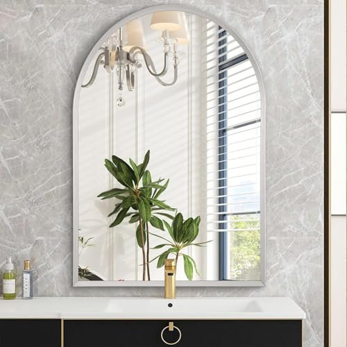 HLFMVWE Gewölbte Spiegel für Wand, 50 x 70CM Bogen Bad Spiegel, für Eingang Wohnzimmer Eitelkeit Schlafzimmer Mantel Flure Home Decor Aluminiumlegierung Rahmen