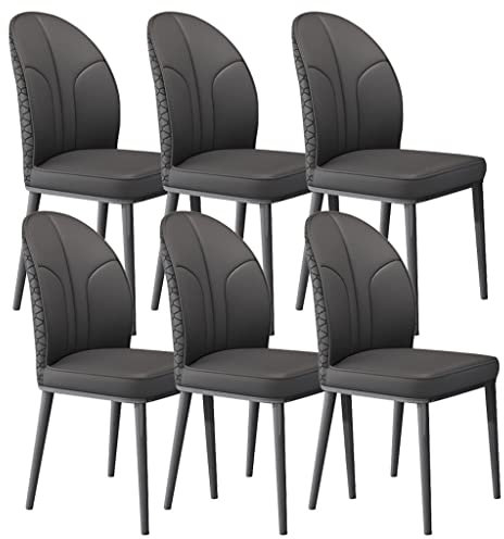 BAKULI Wasserdichte Lederstühle für Küche, Esszimmerstühle, 6 Stück, stabile Karbonstahl-Metallbeine, Wohnzimmer, Lounge, Thekenstühle (dunkelgrau)