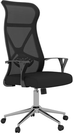 naspaluro Bürostuhl mit Höhen Rückenlehne, Ergonomischer Schreibtischstuhl, PC Computerstuhl mit S-förmige Lendenwirbelstütze, Gepolsterter Sitz, Höhenverstellbar und Neigbar, Chefsessel, Schwarz
