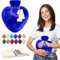 Happy Heaters Hot Water Bottle, 1L with Fluffy Cover - Royal Blue, Ideal for Period, Back & Neck Pain, Perfect for Women, Seniors & Children (UK)