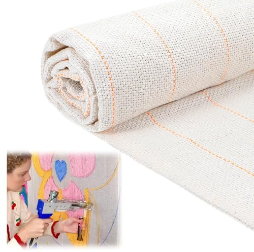 100 x 100cm Punch Needle Stoff Primär Mönchstoff mit Markierten Linien Großes Tufting Cloth zum Näh DIY Handgefertigte Stickereien für Teppichnadel Stanznadel und Klemmnadel