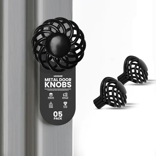 LEDSone 45mm Bird Cage Cabinet Knobs Black Metal 5 Pack | Decorative Furniture Accent | Cage-Inspired Detailing | Strong Metal Build | Ideal for Cupboards, Drawers & Wardrobes