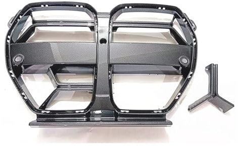 Kompatibel for BMW G80 M3 G82 G83 M4 2021 2022 2023 Frontstoßstange Mittelgrill Grills Facelift Racing Carbonfaser-Look glänzend schwarz(Carbon Fiber Look)