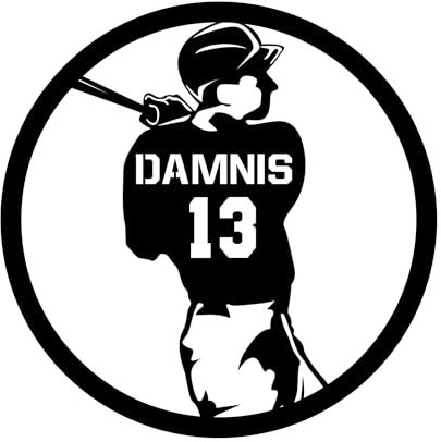 Personalisiert Wandtattoo Baseball mit Name und Nummer Wandaufkleber Wandsticker für Kinderzimmer Wohnzimmer Schlafzimmer Wanddeko,Geschenk für Kinder Junge Teenager Männer