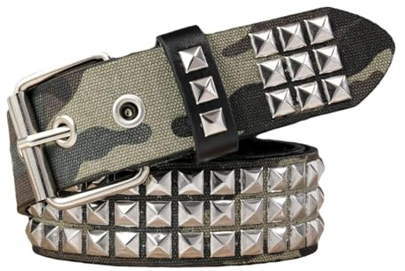 Metall-Nietengürtel für Herren – Gothic-Punk-Rock-Nietengürtel mit hellen