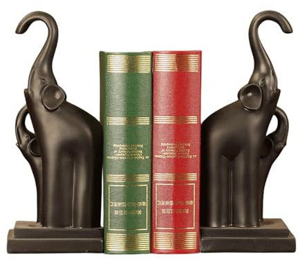 Yofab Serre-livres décoratifs en résine - Motif éléphant - 10 x 10 x 25 cm - Style rustique européen américain moderne - Serre-livres décoratifs pour livres lourds