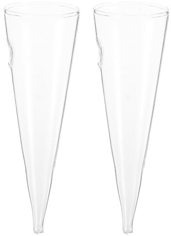 Alipis 2pcs Wall Mounted Glass Vase Cone Shape Transparent Hydroponic Planter for Home Office Decor, Stylish Hanging Flower Holder