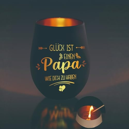 Geschenke für Papa,Windlicht mit Gravur für Papa,Teelichthalter Geschenk Papa,Weihnachts Geschenke für Papa (PAPA01)