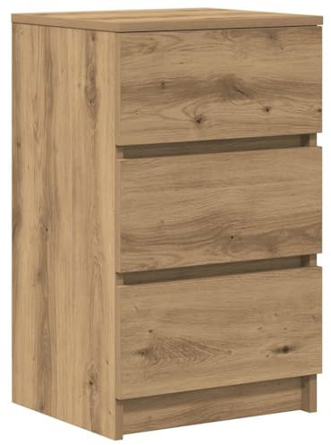 vidaXL Nachttisch mit 3 Schubladen Artisan-Eiche 39x35x65 cm, Nachtschrank, Nachtkommode, Betttisch, Nachtkonsole, Bettschrank