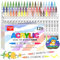 Gunsamg 120 Couleurs Feutre Acrylique ，60 Pièces Stylos Peinture Acryliques à Double Pointe – Acrylic Paint Markers pour Bois, Toile, Verre, Céramique with 0.5-4.5MM Brush Tip