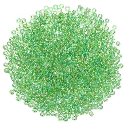 sourcing map 2000 Pcs Glass Seed Beads Bulk, 2mm Mini Loose Glass Bugle Beads for DIY Earrings, Necklaces, Bracelets, Jewelry Making, Grass Green