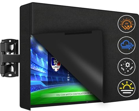 Wusboo Housse de Protection pour TV d'Extérieur, Protections Écrans TV de 60 à 65 Pouces, en Tissu Oxford 600D, Étanche, Anti-Poussière, Résistante aux Intempéries, Compatible avec Supports Standards