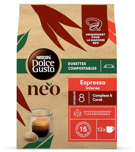 NEO Espresso Intense par NESCAFÉ® Dolce Gusto® - 72 Dosettes de café (6 boîtes de 12 dosettes) - Compatibles uniquement avec les machines à café NESCAFÉ Dolce Gusto NEO