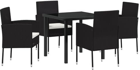 vidaXL Garten Essgruppe 5 STK. Schwarz Poly-Rattan