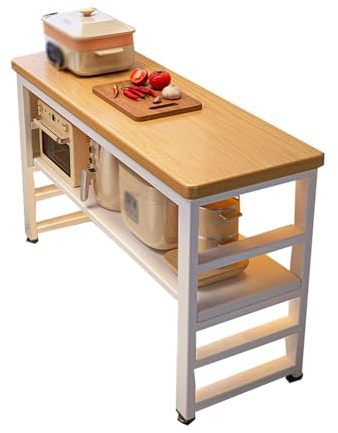 Isla grande de almacenamiento de cocina con estante para vino, estación de café y soporte para microondas, 80 cm de altura, ideal para cocina y comedor, 80 x 35 x 80 cm