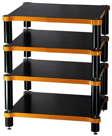 Easnuroz HiFi-Rack AV-Regal 3/4-stufiges HiFi-Rack/Plattenspielerständer Hohes Schrankmöbel Für Stereoanlagen, Eck-TV-Möbel(Wood Color-B,60 * 78 * 48cm)