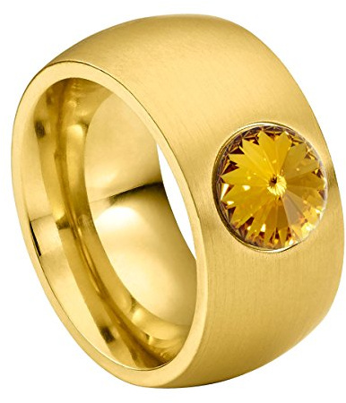 Heideman Ring Coma Damen Edelstahl mit Rivoli-Kristall poliert | Coma Ring Gold, Edelstahl, mit funkelndem Rivoli-Kristall poliert, Damen, nickelfrei, Geschenk