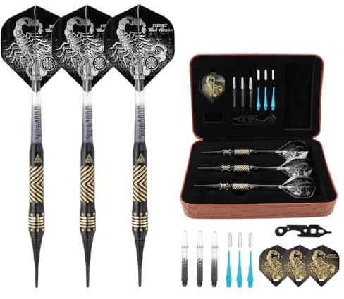 CUESOUL 16 Grams Deluxe Soft Tip Darts Set with Luxury Case（HX-STL-B2307+D602）